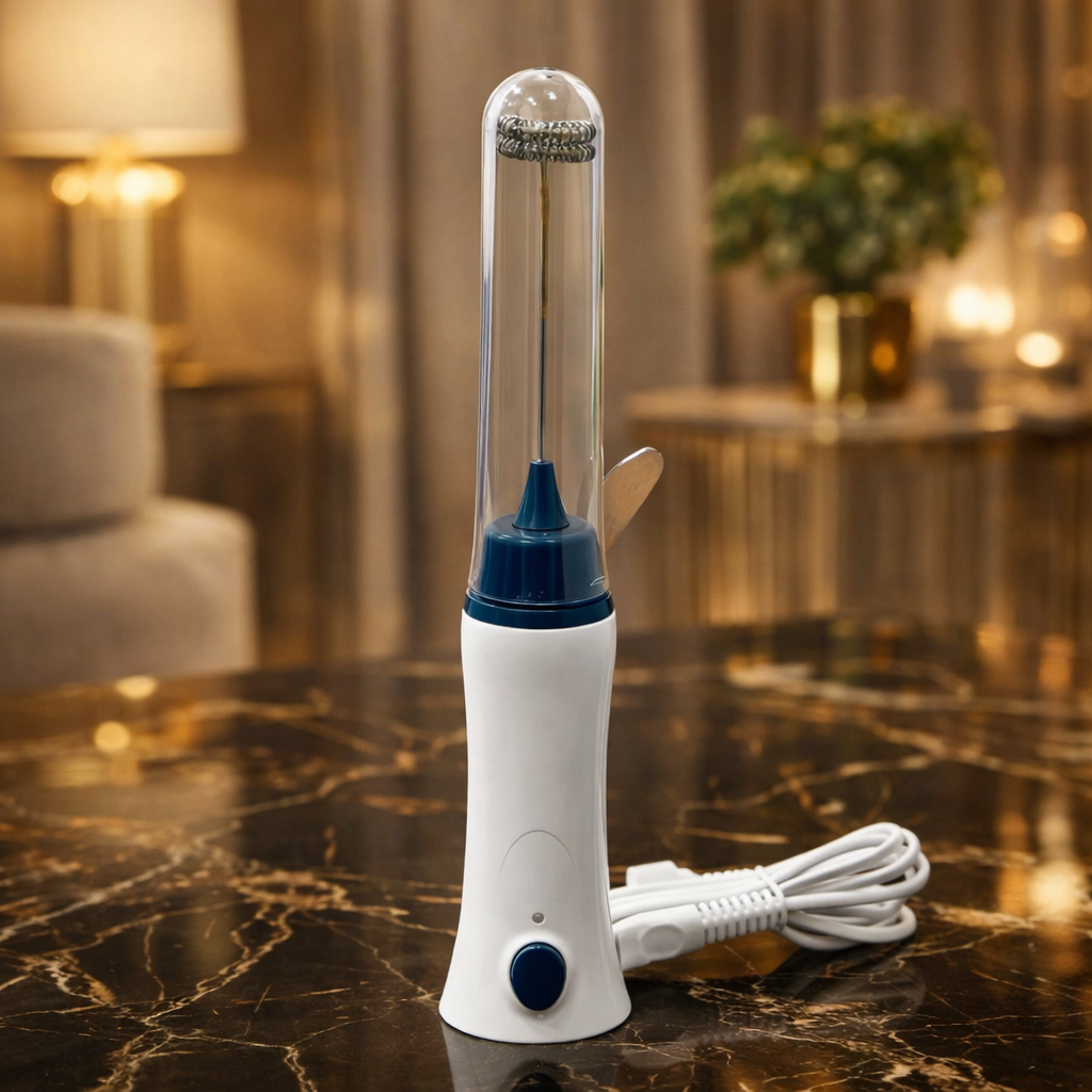 Professional Electric Coffee Beater & Milk Frother – High-Powered Drink Mixer with Protective Cover - Big Size