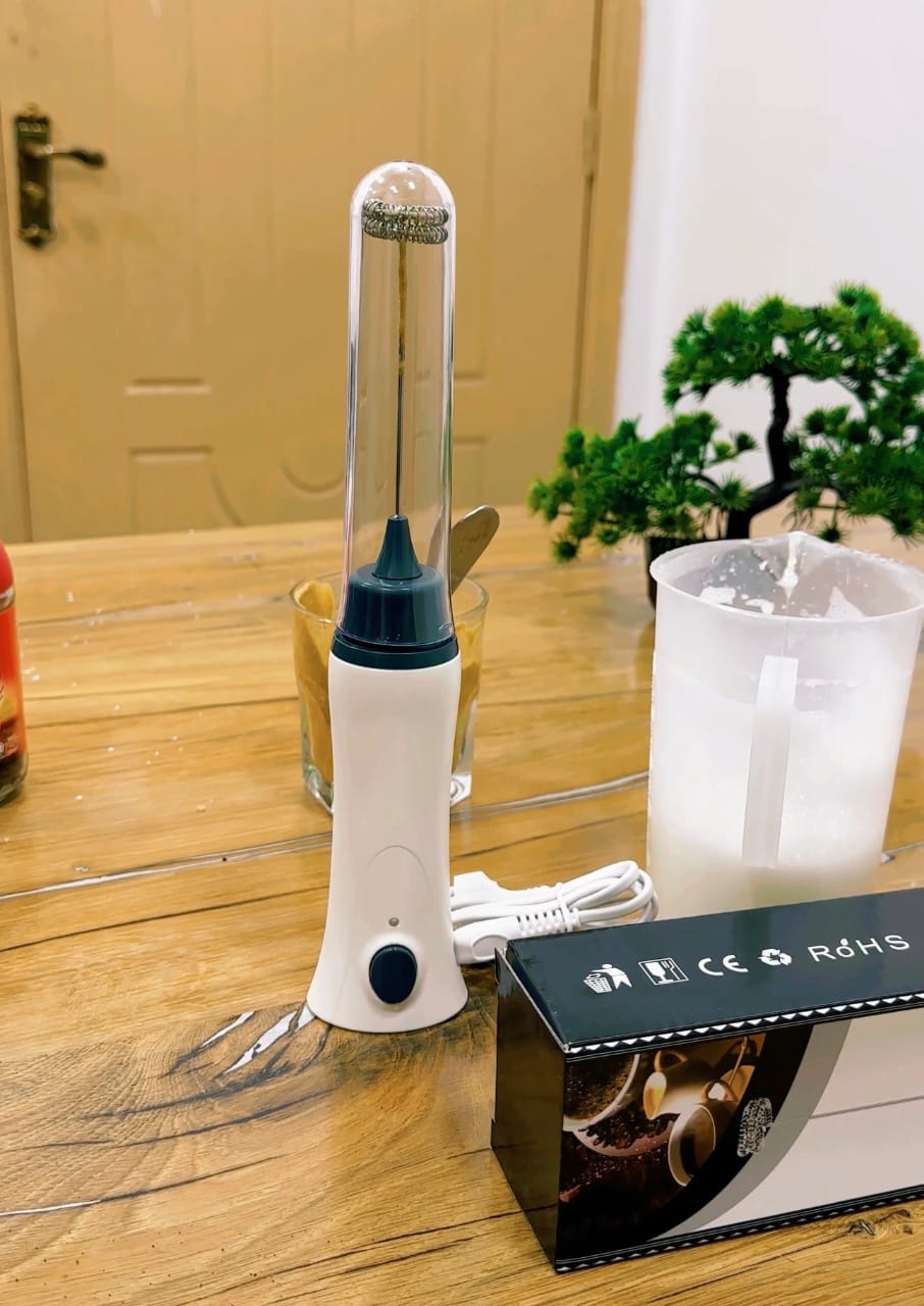 Professional Electric Coffee Beater & Milk Frother – High-Powered Drink Mixer with Protective Cover - Big Size