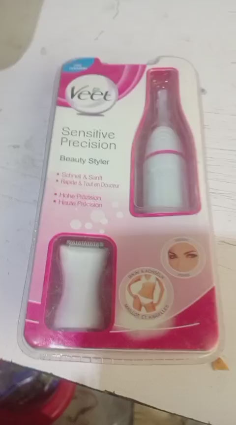 Veet Sensitive Precision Electric Beauty Styler & Trimmer – Waterproof Grooming Kit for Face, Eyebrows, Underarms, and Bikini Line with Interchangeable Heads and Styling Combs